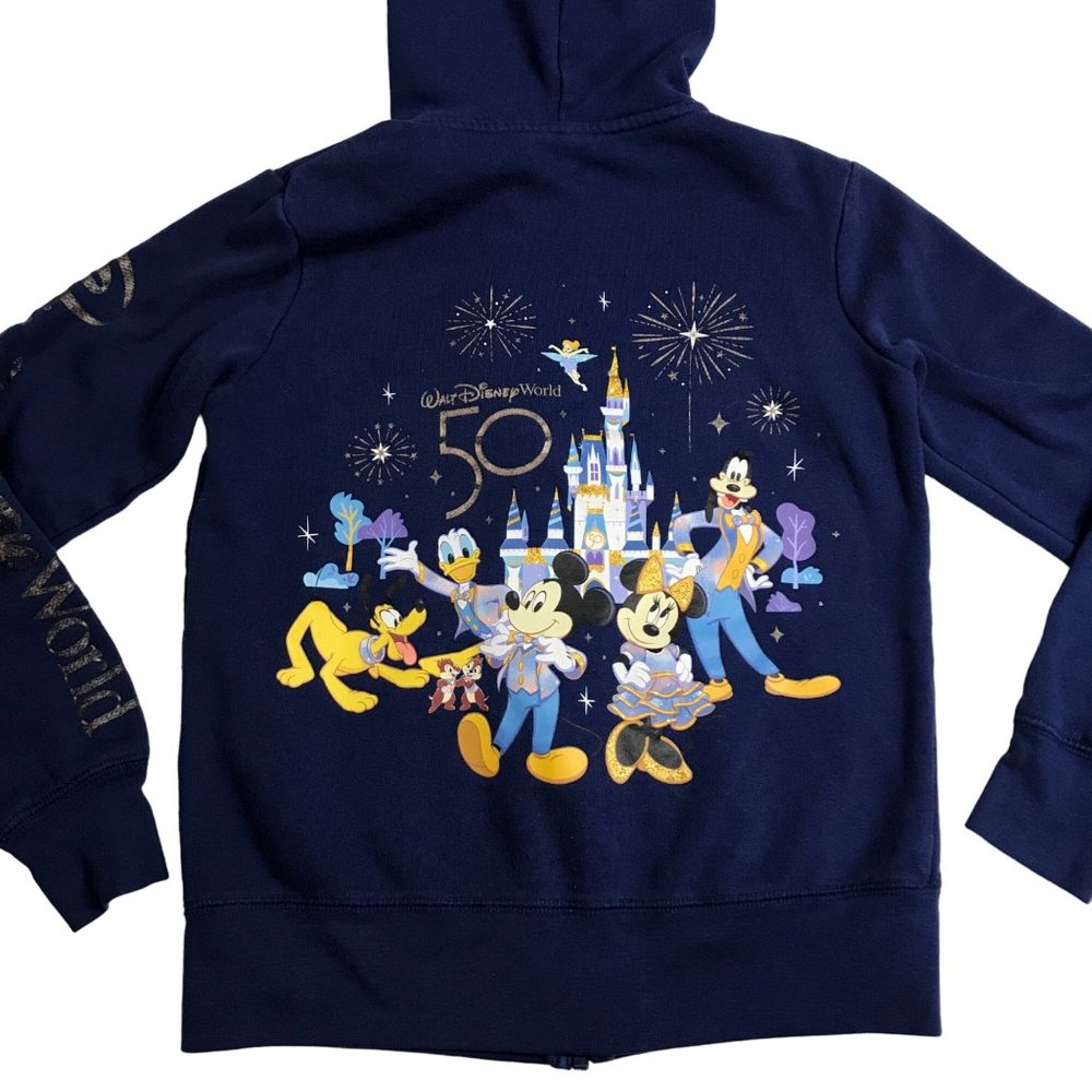 Disney Mickey Mouse Walt Disney World 50th Anniversary Full Zip Hoodie Womens XS
